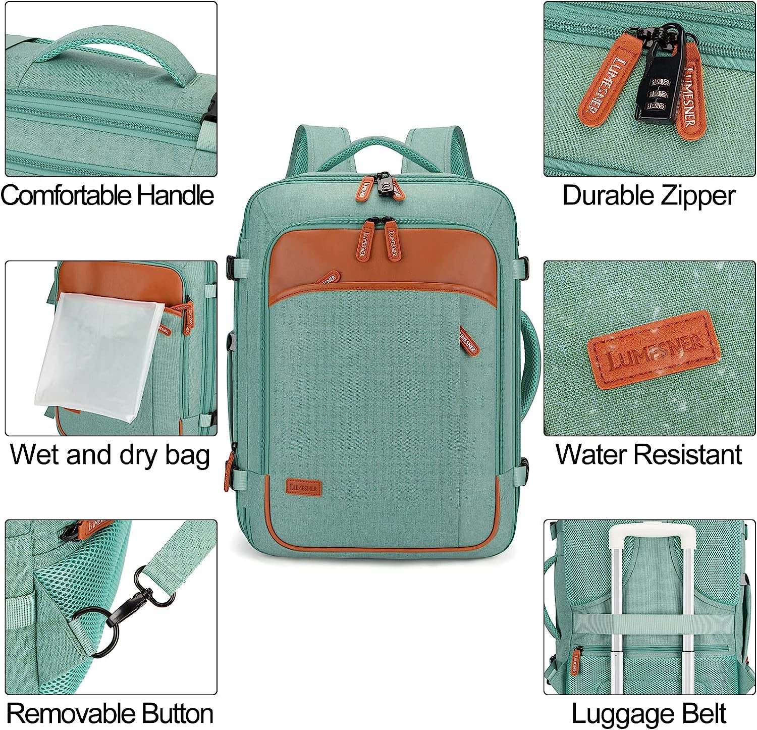 Carry on Backpack, Extra Large 40L Flight Approved Travel Backpack for Men & Women,Expandable Large Suitcase Backpacks With 4 Packing Cubes,Water Resistant Luggage Daypack Business Weekender Bag,Grey - Image 6